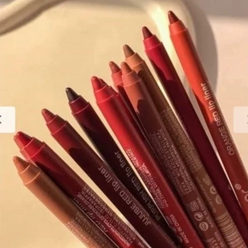 پک 12 عددی خط لب پینترستی مداد لب کره ای شمعی با کیفیت ماندگاری خوب نرم و روان مناسب آرایش روزانه کیوت فانتزی