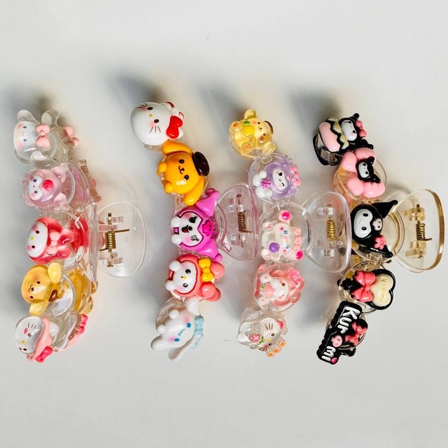 کیلیپس کره ای وارداتی کرومی ملودی سینامورول پوم پوم کیوت فانتزی جنس اورجینال سایز بزرگ مناسب کادو تولد هدیه گیره مو