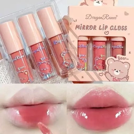 لیپ گلاس شاین خرسی سه عددی رژ خیس کره ای براق اکلیلی آبرسان مرطوب کننده لبها خوشبو و خوشمزه