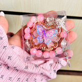 پرایمر عطر جیبی پینترستی پروانه و دستبند سنگ طرح رز کوارتز صورتی کیوت مروارید پرنسسی فانتزی کیوت دخترانه کادوهدیه تولد