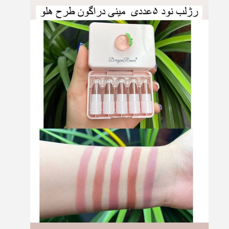 پک رژ لب هلو هویج 5 عددی فانتزی کیوت مات مخملی پیگمنت عالی
