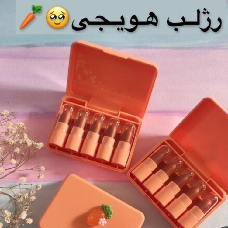 پک رژ لب هلو هویج 5 عددی فانتزی کیوت مات مخملی پیگمنت عالی