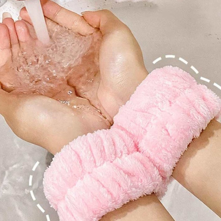 مچ بند حوله ای فانتزی دست پشمالویی برای روتین پوستی جلوگیری از خیس شدن دست هنگام شستشو صورت مچ گیر ابگیر