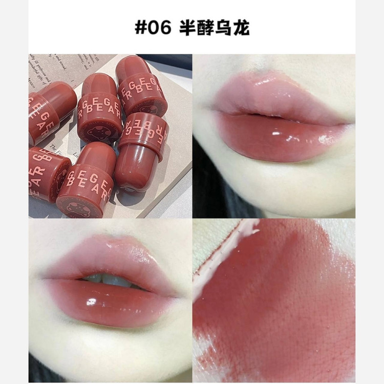 رژ ژله ای خیس کره ای اورجینال بلوطی تدی خرسی آبرسال لب نرم کننده لبها بالم لب بلوط فانتزی کیوت پینترستی گوگولی