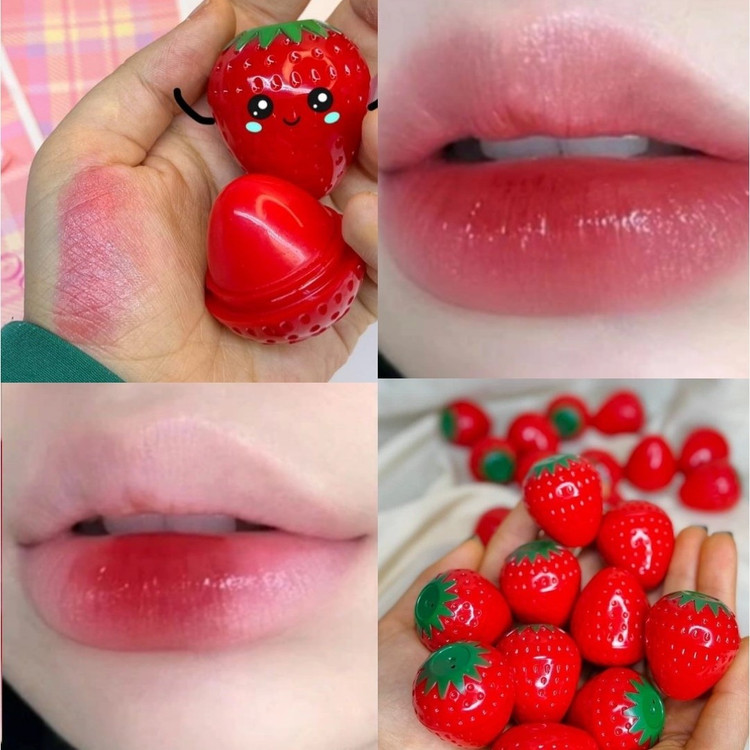 بالم لب توت فرنگی نرم کننده آبرسان شفاف کننده و روشن کننده پوست فانتزی کیوت توت فرنگی صورتی ملیح دخترونه