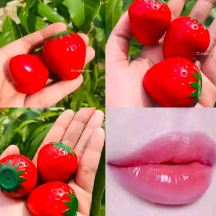 بالم لب توت فرنگی نرم کننده آبرسان شفاف کننده و روشن کننده پوست فانتزی کیوت توت فرنگی صورتی ملیح دخترونه