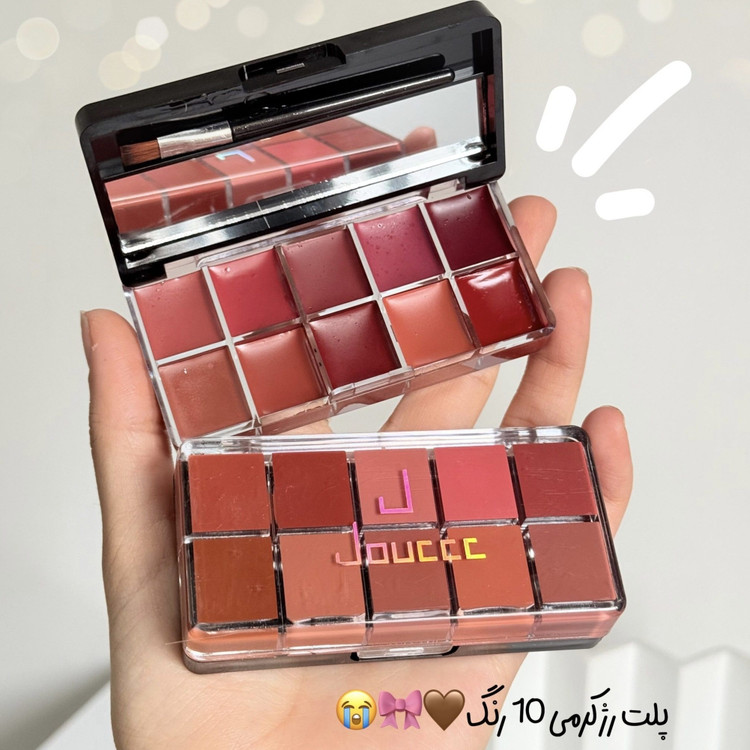 پالت رژ لب کرمی پینترستی مایع خیس بدون سرب پیگمنت عالی رنگدهی بالا و غلیظ همراه براش و آینه فانتزی کیوت دخترانه