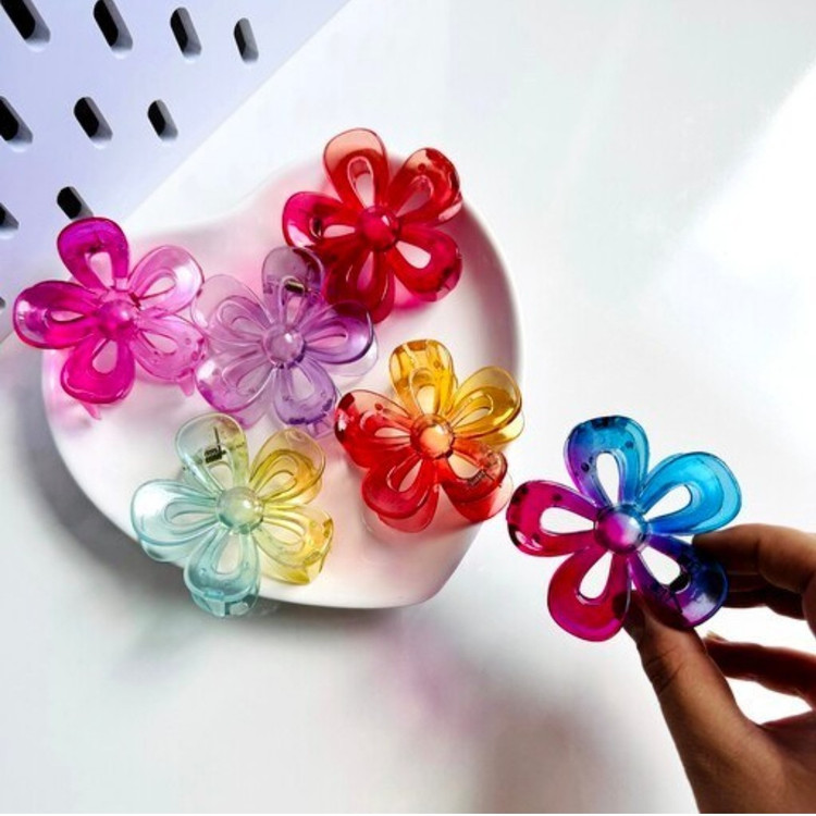 کیلیپس شکوفه گیلاس آلبالو ساکورا شیشه ای شفاف پینترستی طرح جذاب فانتزی کش مو اکسسوری دخترانه کلیپس گیره مو
