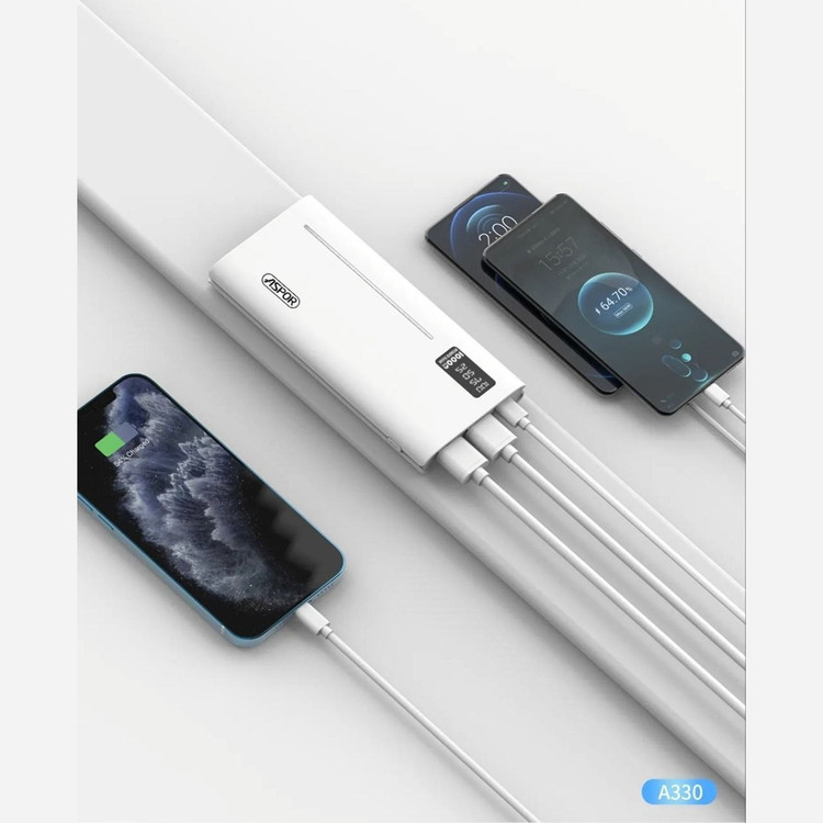پاوربانک اورجینال آسپور مدل A330 ظرفیت 10000mAh دارای سه خروجی شکیل و خوش دست