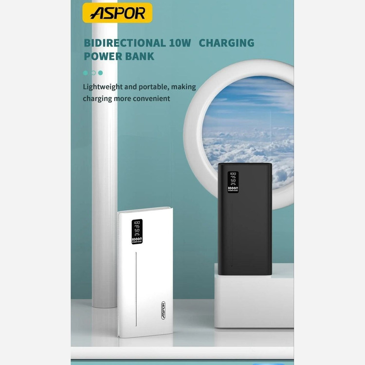 پاوربانک اورجینال آسپور مدل A330 ظرفیت 10000mAh دارای سه خروجی شکیل و خوش دست
