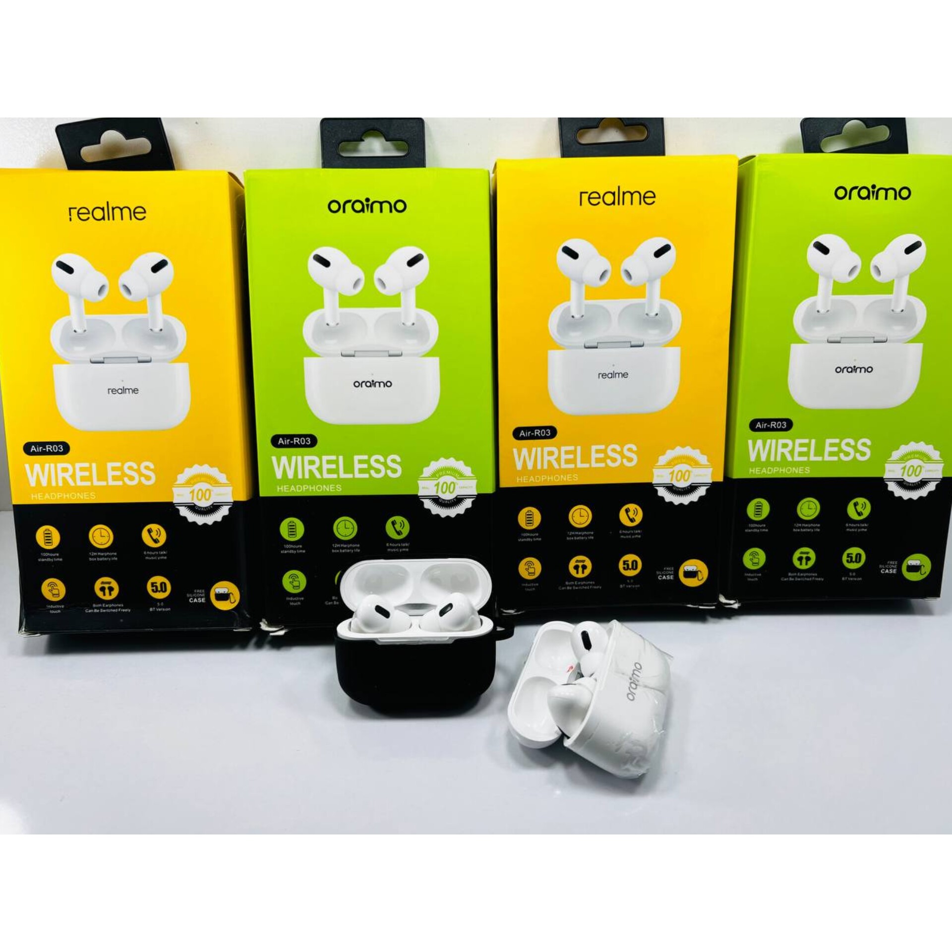 ایرپاد مارک دار مارک oraimo-realme ایرپاد پرو اصلی همراه با اشانتیون ویژه یک عدد کیف اصلی سیلکونی