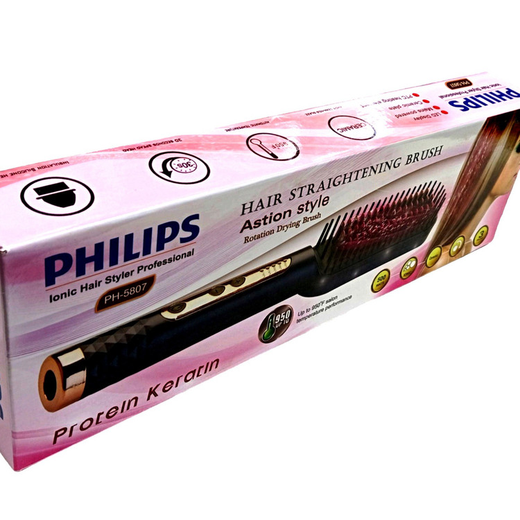 برس حرارتی تیتانیومی فلیپس PHILIPS 5807 جنس دندونه ها تیتانیومی درجه بندی تنظیم دما متناسب با نوع مو صاف کردن مو د