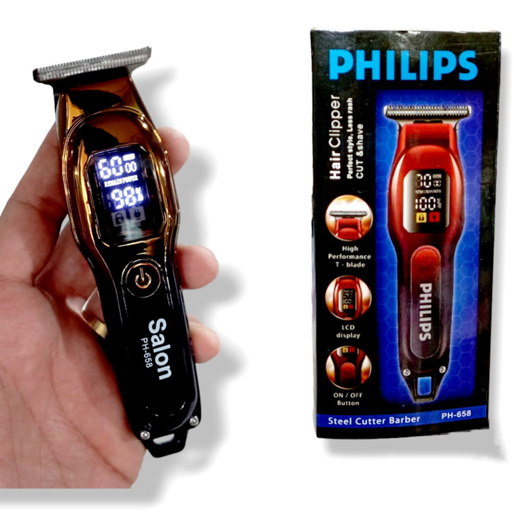 صفر زن صورت و بدن حرفه ای مارک فلیپس PHILIPS 658 قابل استفاده برای صورت و بدن و بغل سر تیغ استیلی ضد زنگ باتری لیت