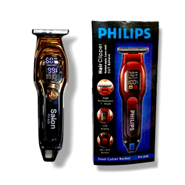 صفر زن صورت و بدن حرفه ای مارک فلیپس PHILIPS 658 قابل استفاده برای صورت و بدن و بغل سر تیغ استیلی ضد زنگ باتری لیت