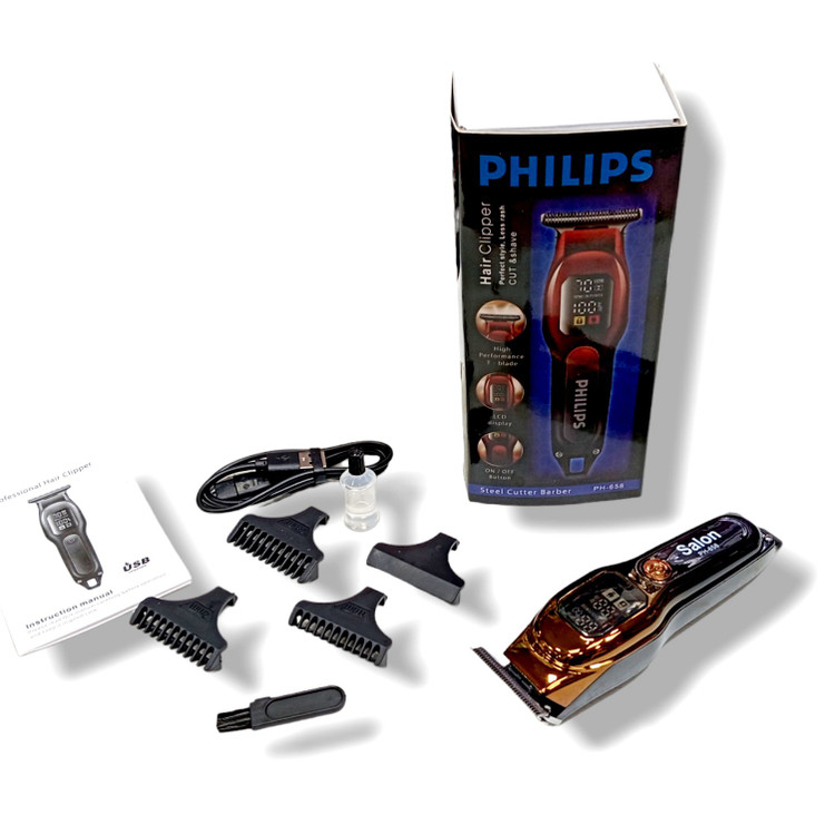 صفر زن صورت و بدن حرفه ای مارک فلیپس PHILIPS 658 قابل استفاده برای صورت و بدن و بغل سر تیغ استیلی ضد زنگ باتری لیت