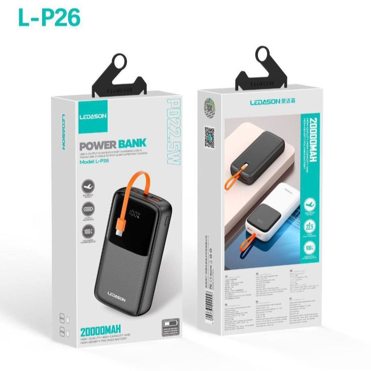پاوربانک LWASON مدلLP26 اصلی 20000mla در بسته بندی شیک
