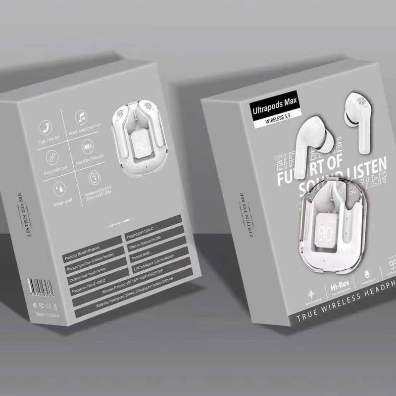 ایرپاد بلوتوث Ultrapods Max مدل شیشه ای طراحی بسیار جذاب