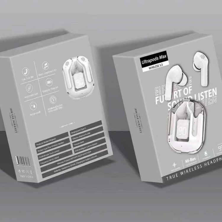 ایرپاد بلوتوث Ultrapods Max مدل شیشه ای طراحی بسیار جذاب