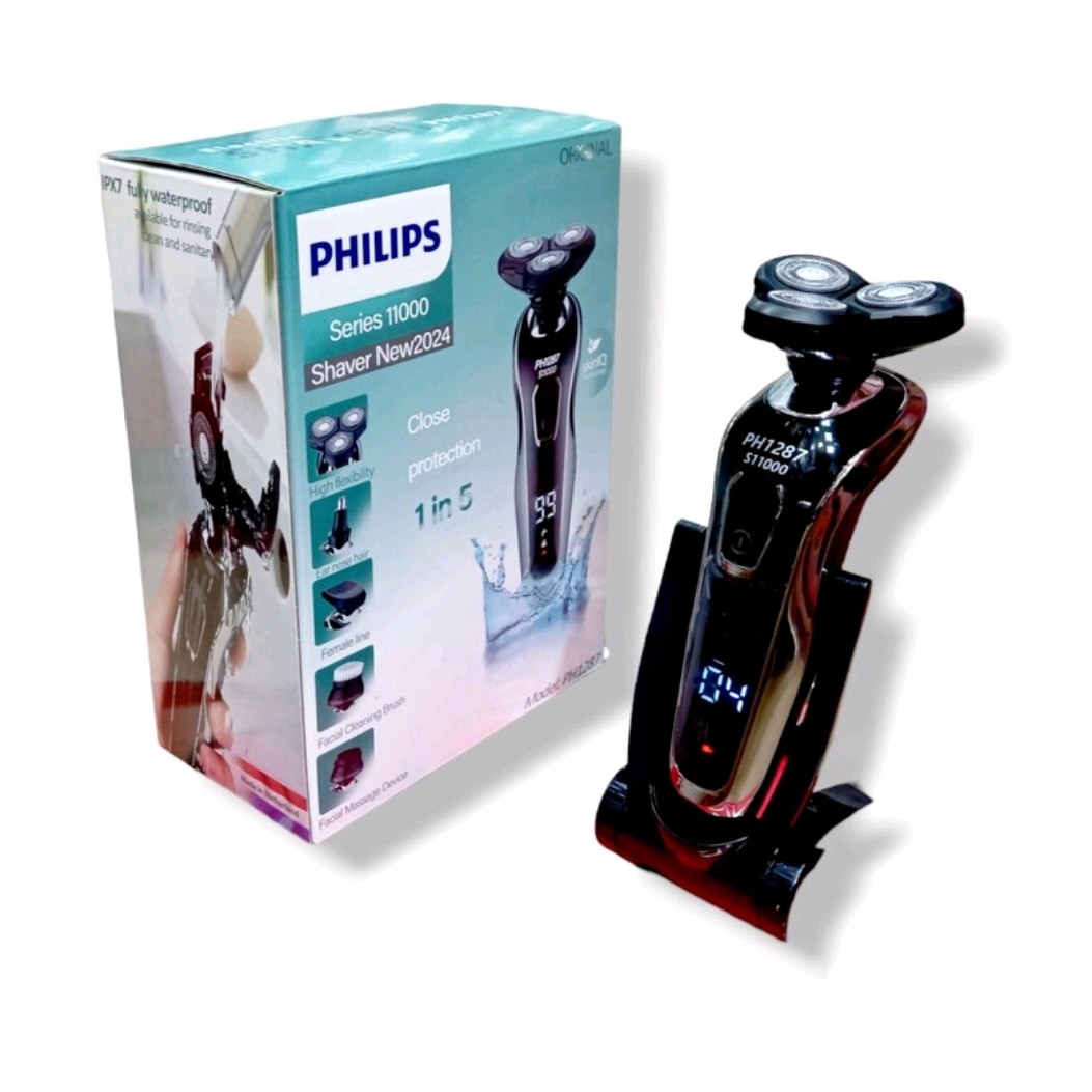 ریش تراش فوق هوشمند حرفه ای فلیپس PHILIPS  پنج کاره ماساژور صورت ، فیس براش ، دماغ زن ، سه تیغ ، خط زن