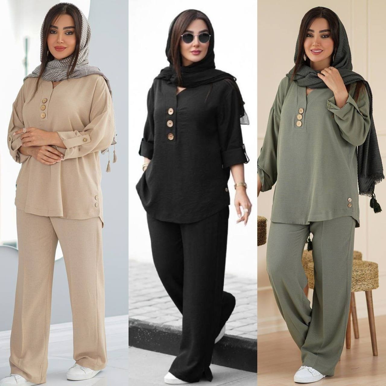 تونیک شلوار تابستانی بغل دکمه ایوا