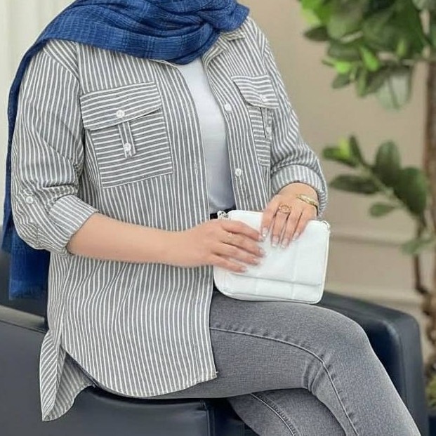 مانتو تابستانی راه راه جیب صلیبی