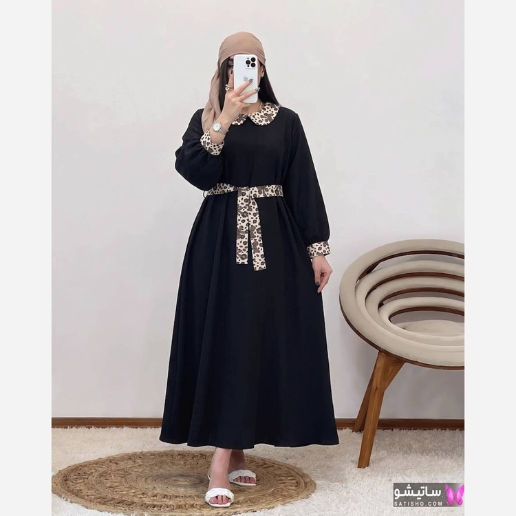 مانتو پیراهنی بلند یقه عروسکی