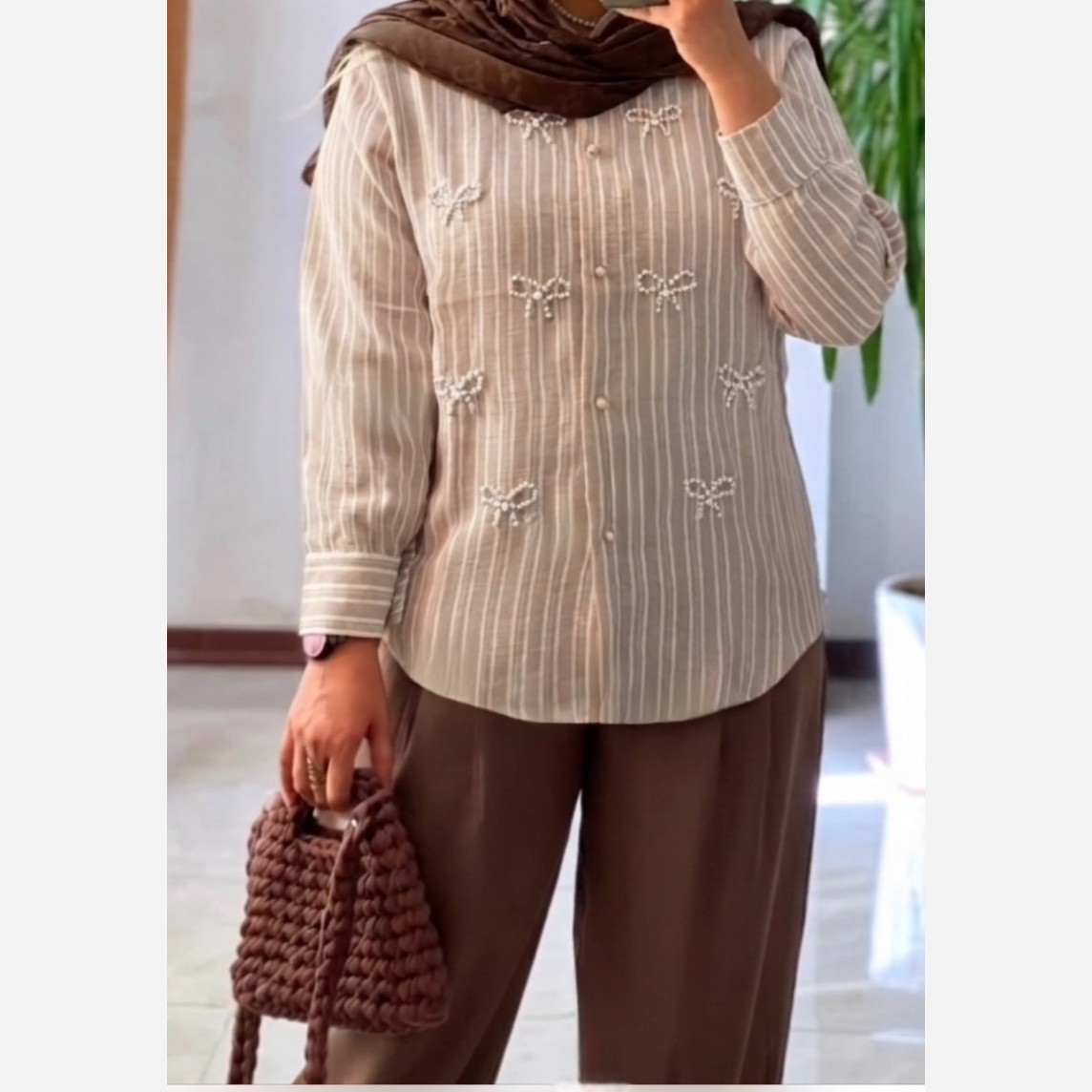 مانتو تابستانی مروارید دوزی پاپیون