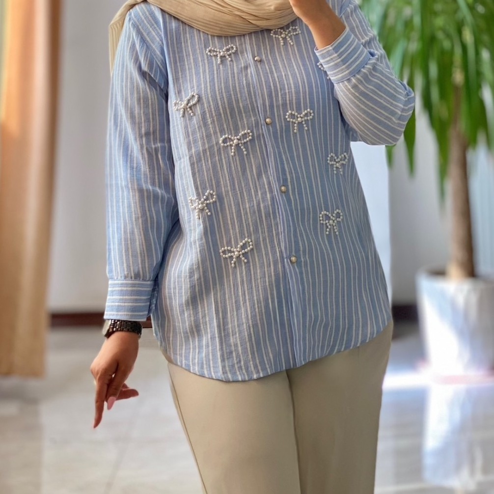مانتو تابستانی مروارید دوزی پاپیون