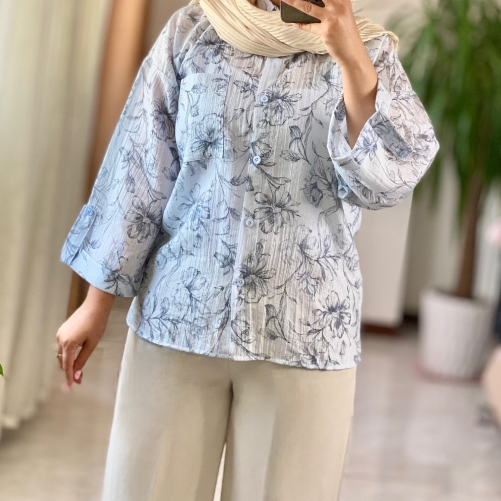 شومیز مانتویی تابستانی جنس اعلا شیشه ای ایتالیایی