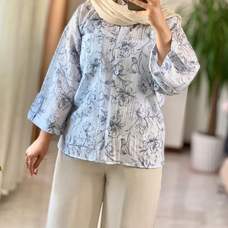 شومیز مانتویی تابستانی جنس اعلا شیشه ای ایتالیایی