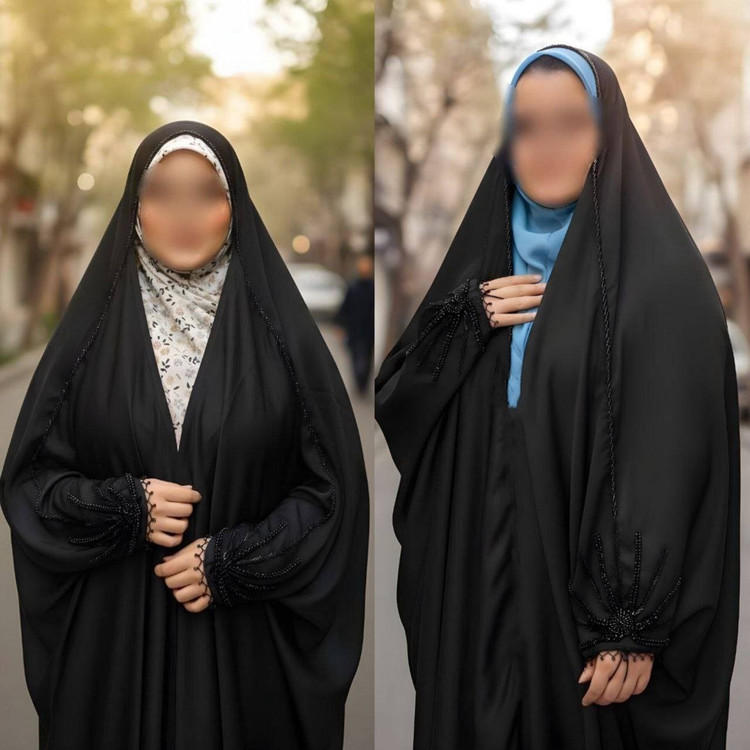 چادر جده آذرخش جنس کرپ حریر الاسود