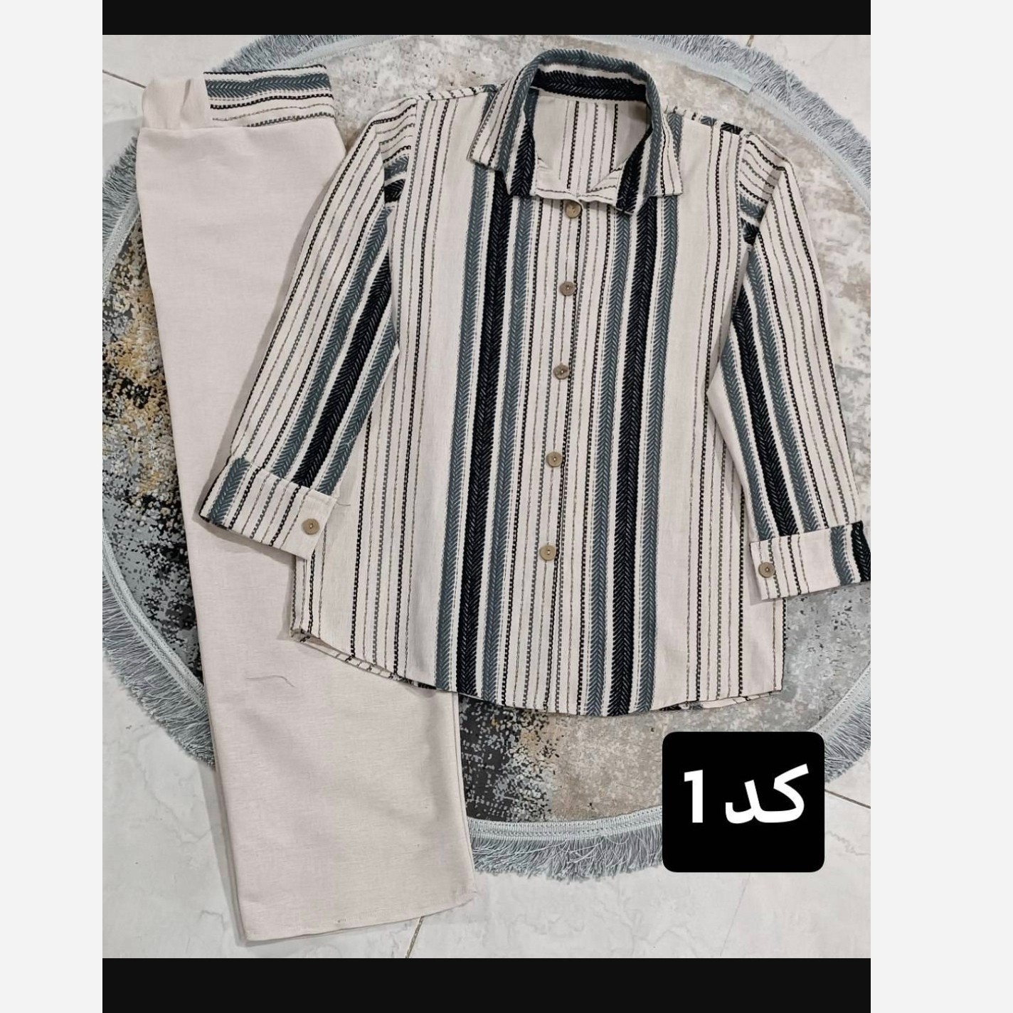 مانتو شلوار تابستانی خنک جنس لنین لمه دوزی شده
