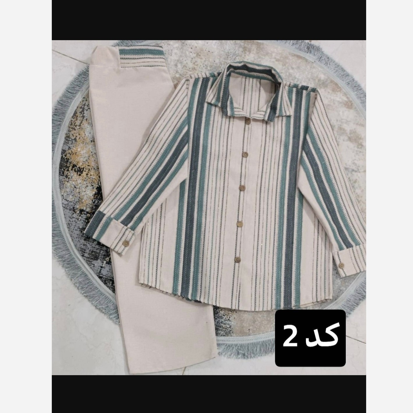 مانتو شلوار تابستانی خنک جنس لنین لمه دوزی شده