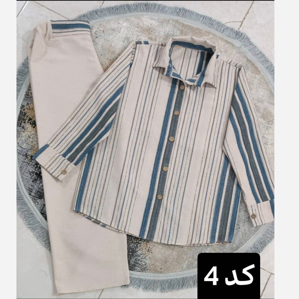 مانتو شلوار تابستانی خنک جنس لنین لمه دوزی شده