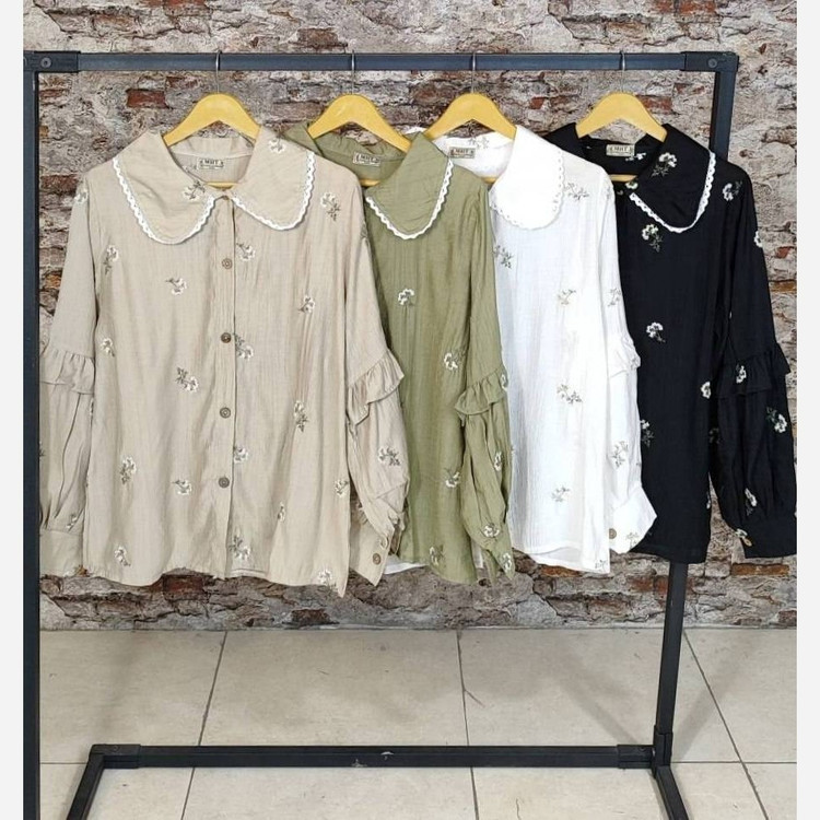 شومیز مانتویی تابستانی گلدوزی شده قد 65