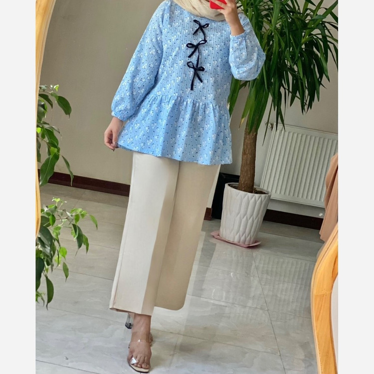 مانتو عروسکی جلوبسته گلدار تابستانی
