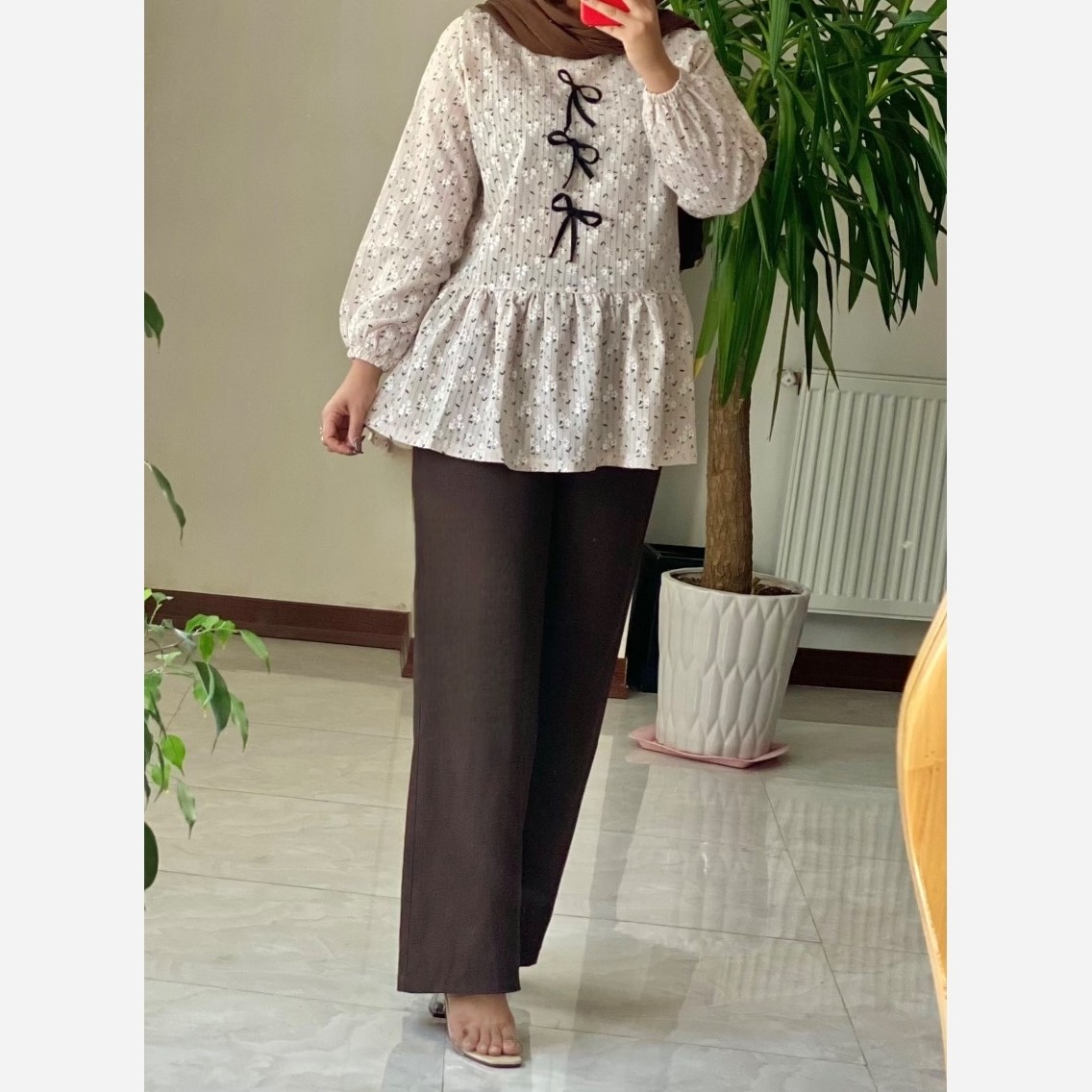 مانتو عروسکی جلوبسته گلدار تابستانی