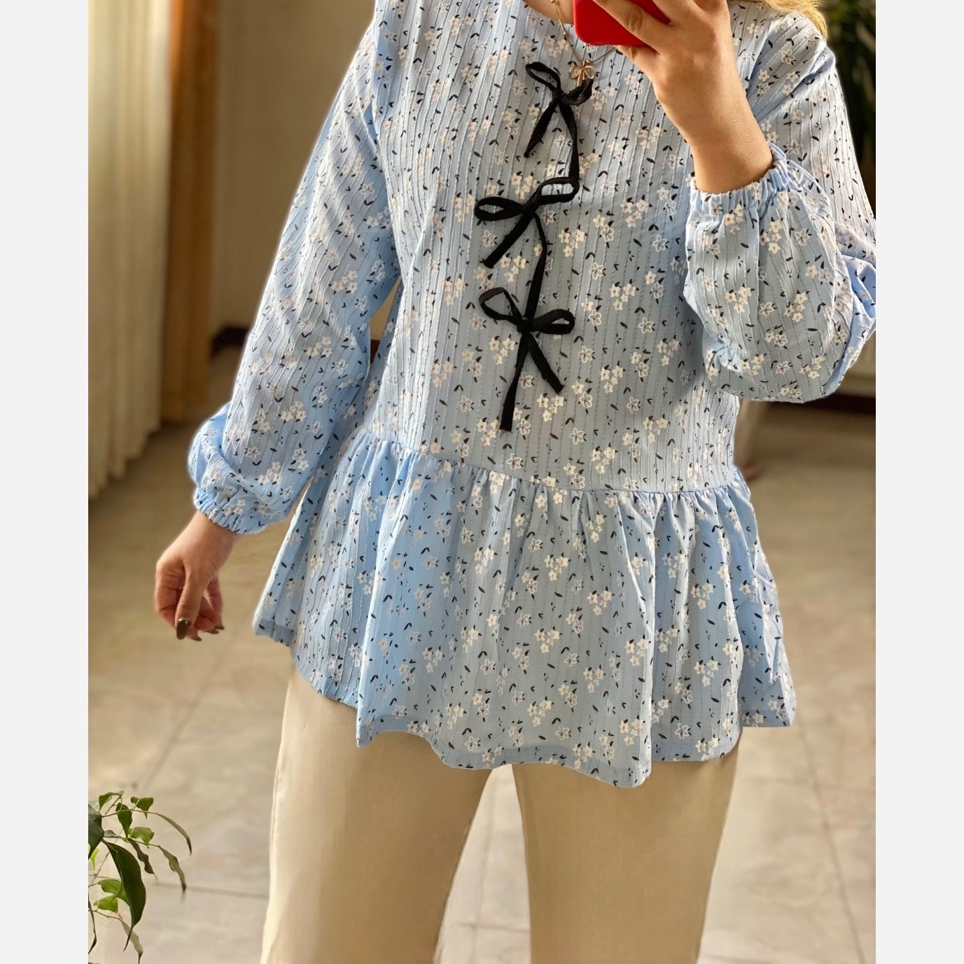 مانتو عروسکی جلوبسته گلدار تابستانی