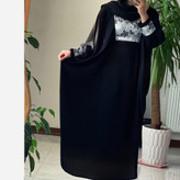 مانتو عبایی آستین پلیسه تافته دارای بند تنظیم