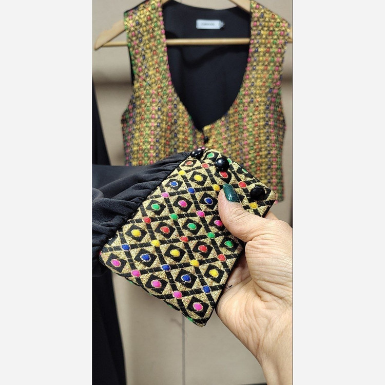 کت سارافون دخترانه سنتی سبز قرمز مشکی