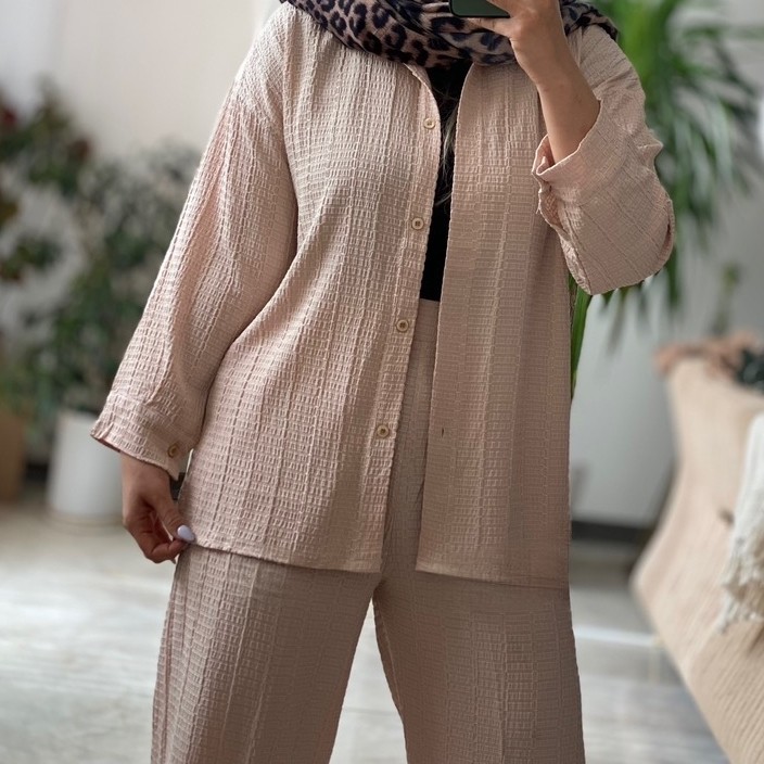 مانتو شلوار بهاره حصیری بیسکوییتی