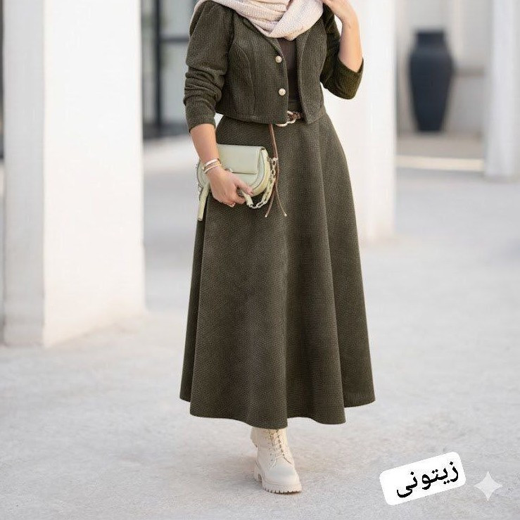 کت دامن مخمل کبریتی پاییزه مدل دیبا