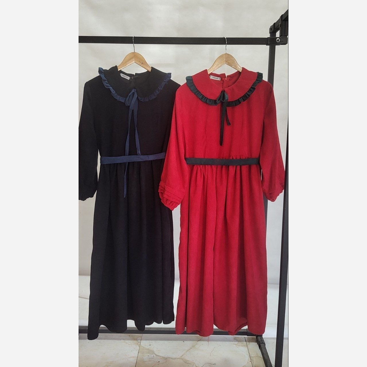 پیراهن عروسکی مخمل کبریتی درسا مناسب برای مهمانی