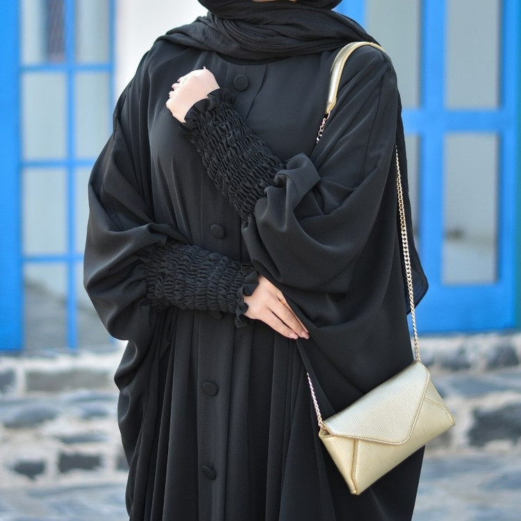 مانتو عبایی مجلسی کرپ ندا اماراتی با جنس عالی