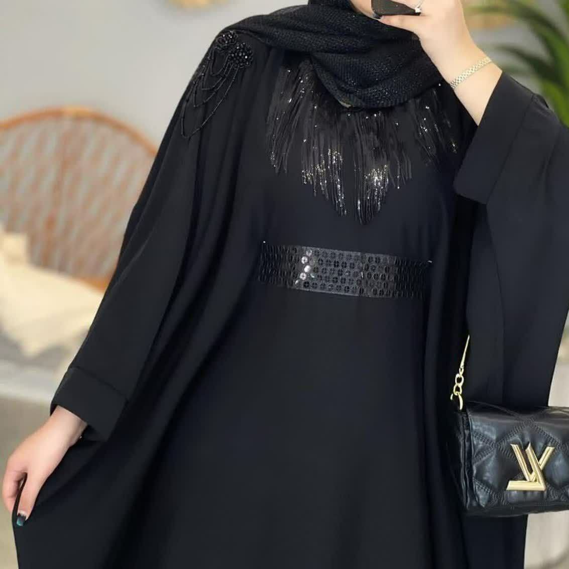 مانتو عبایی زنانه مجلسی دارای بند تنظیم