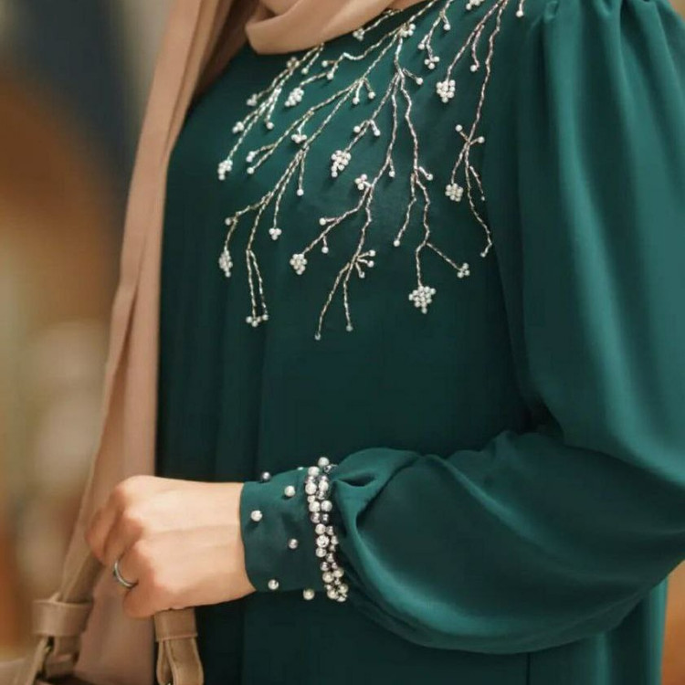 مانتو بلند مجلسی جواهردوزی شده عیدانه زنانه دخترانه ژاکلین