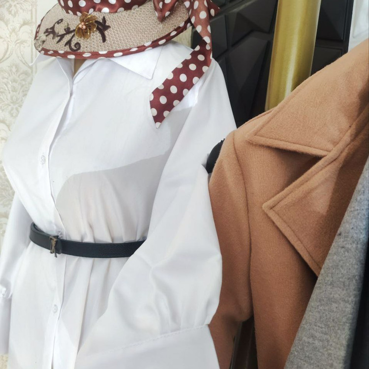 شومیز سفید ساده زیر مانتویی