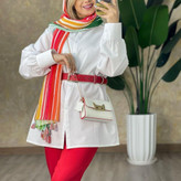 شومیز سفید ساده زیر مانتویی