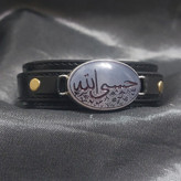 دستبند چرم طبیعی عقیق کبود اصل فریم نقره