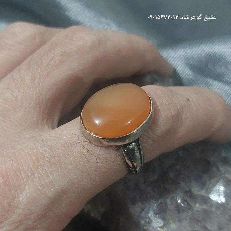 انگشتر طلاروس عقیق یمنی پرتقالی اصل